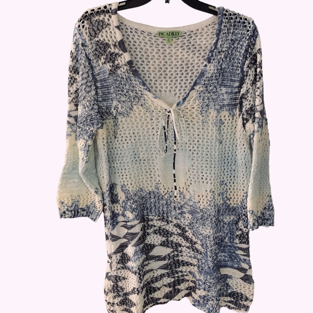 BOHO Crochet Weave Tunic Pullover Sz XL